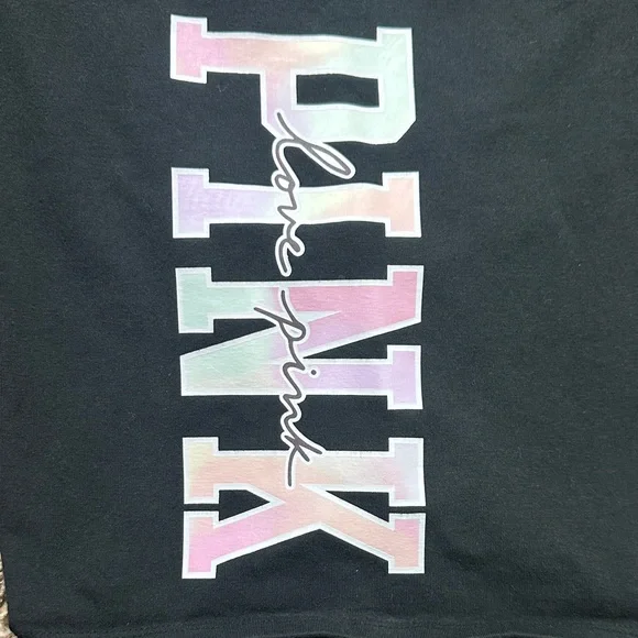 PINK Victoria's Secret Black Bike Shorts with Pink and White Logo - Picture 3 of 8